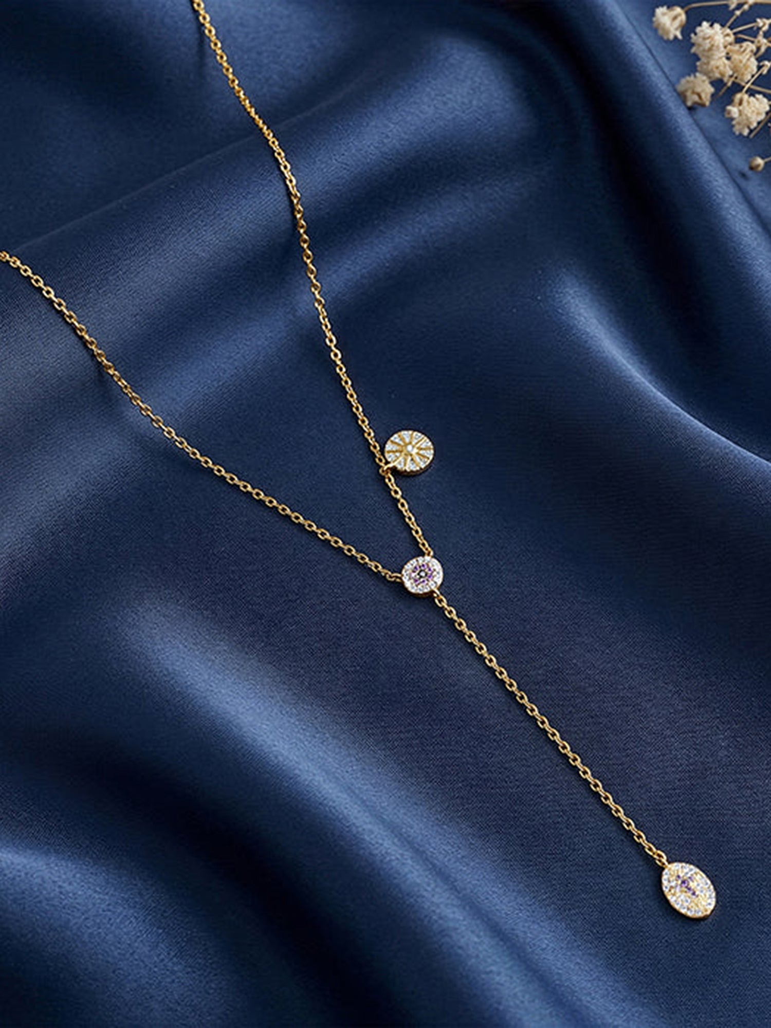 Golden Chunky Lariat Necklace