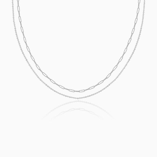 Silver Dual Layer Sparkle Necklace