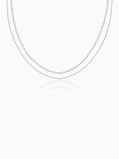 Silver Dual Layer Sparkle Necklace