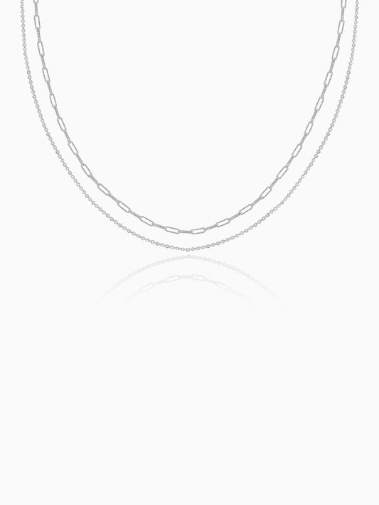 Silver Dual Layer Sparkle Necklace