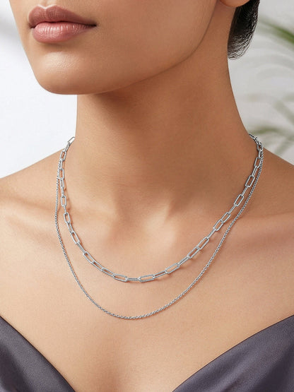 Silver Dual Layer Sparkle Necklace