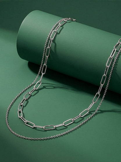 Silver Dual Layer Sparkle Necklace