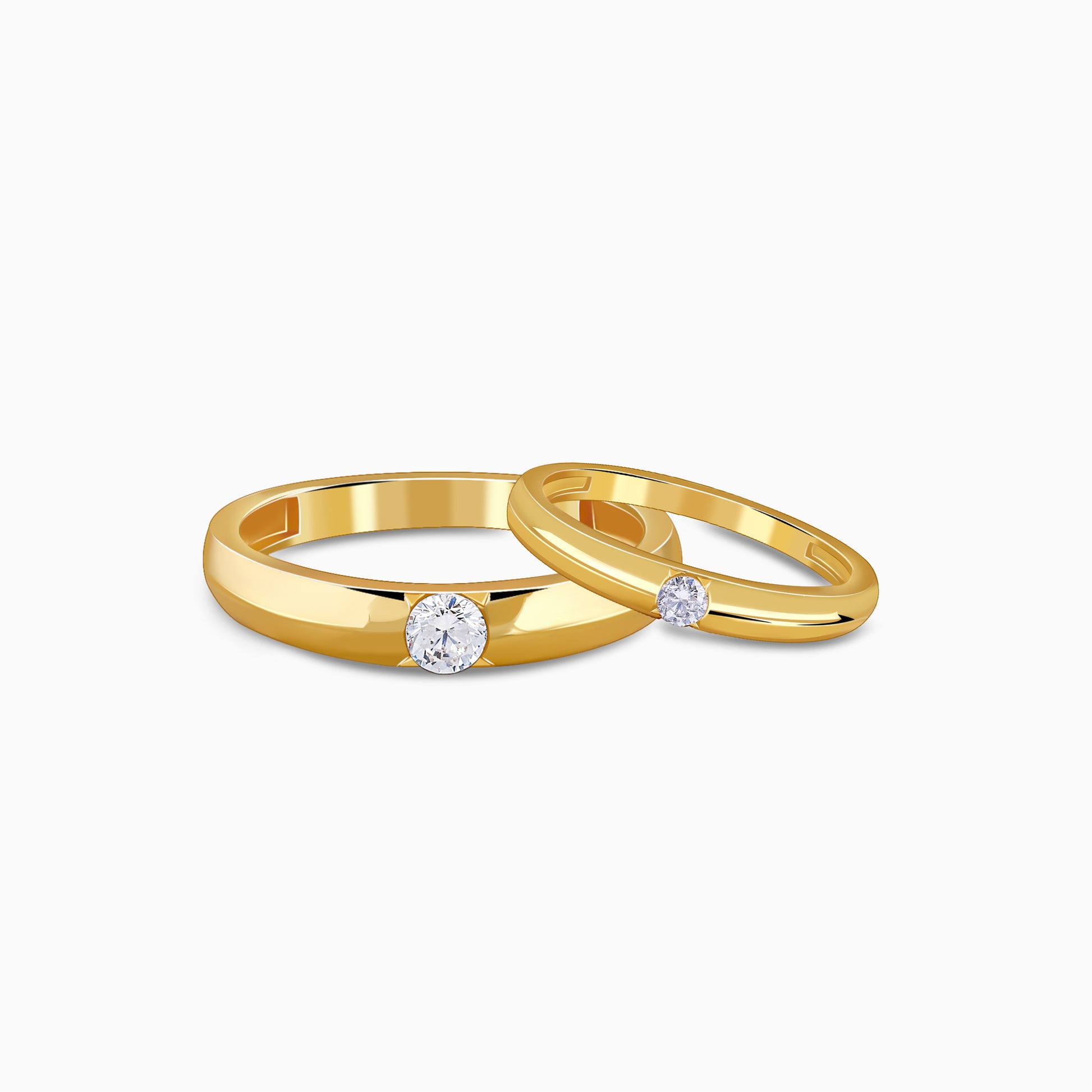 Golden Groove Couple Rings