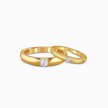 Golden Groove Couple Rings