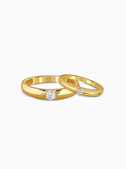 Golden Groove Couple Rings