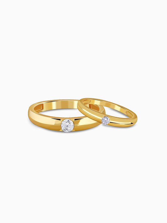 Golden Groove Couple Rings