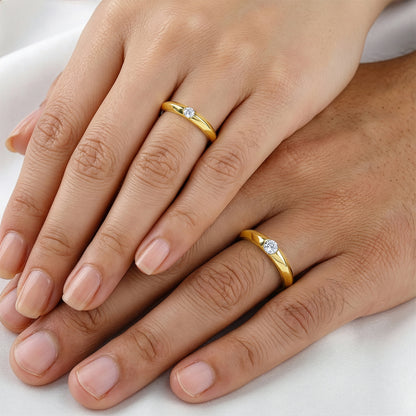 Golden Groove Couple Rings