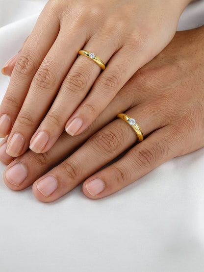 Golden Groove Couple Rings