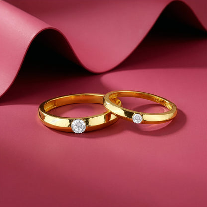 Golden Groove Couple Rings