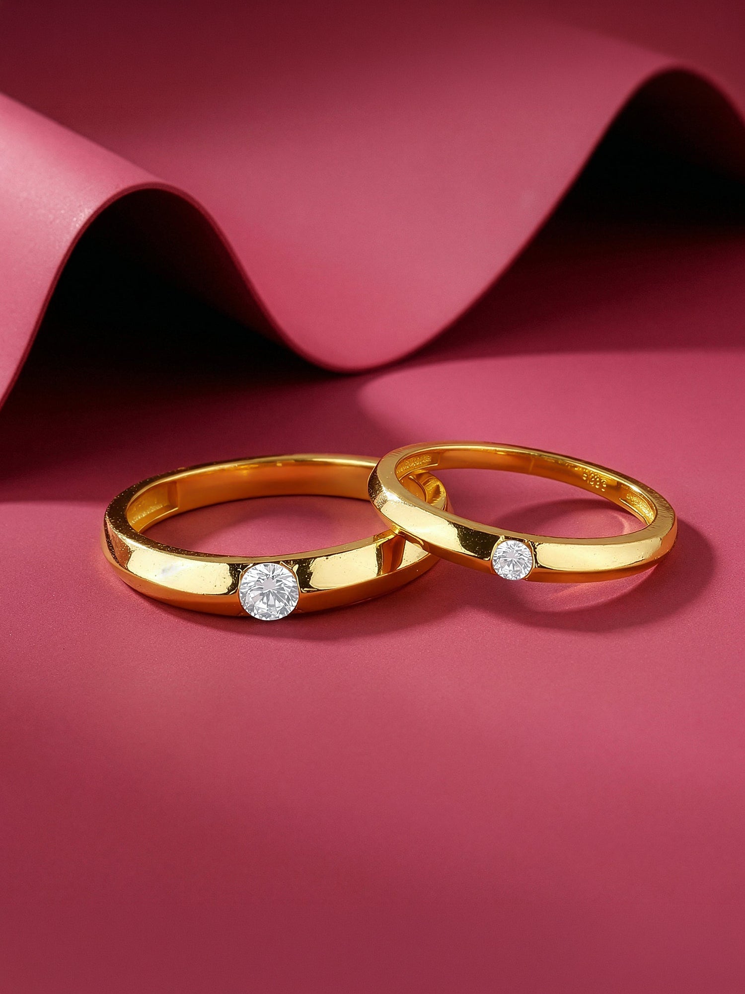 Golden Groove Couple Rings