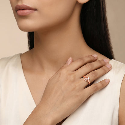 Rose Gold Orbit Spark Ring (Size 12)