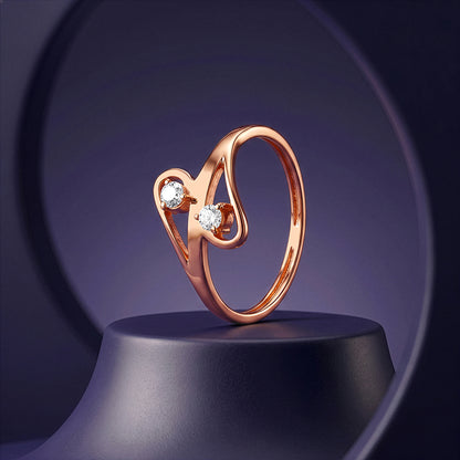 Rose Gold Orbit Spark Ring (Size 12)