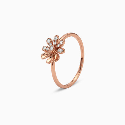 Rose Gold Floral Face Ring (Size 12)