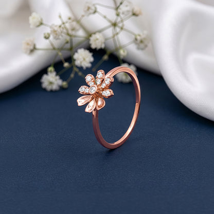 Rose Gold Floral Face Ring (Size 12)