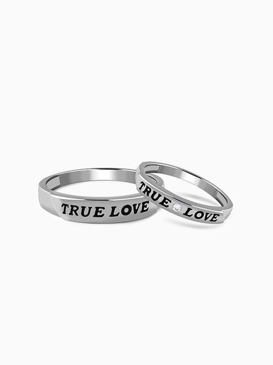 Silver True Love Couple Rings