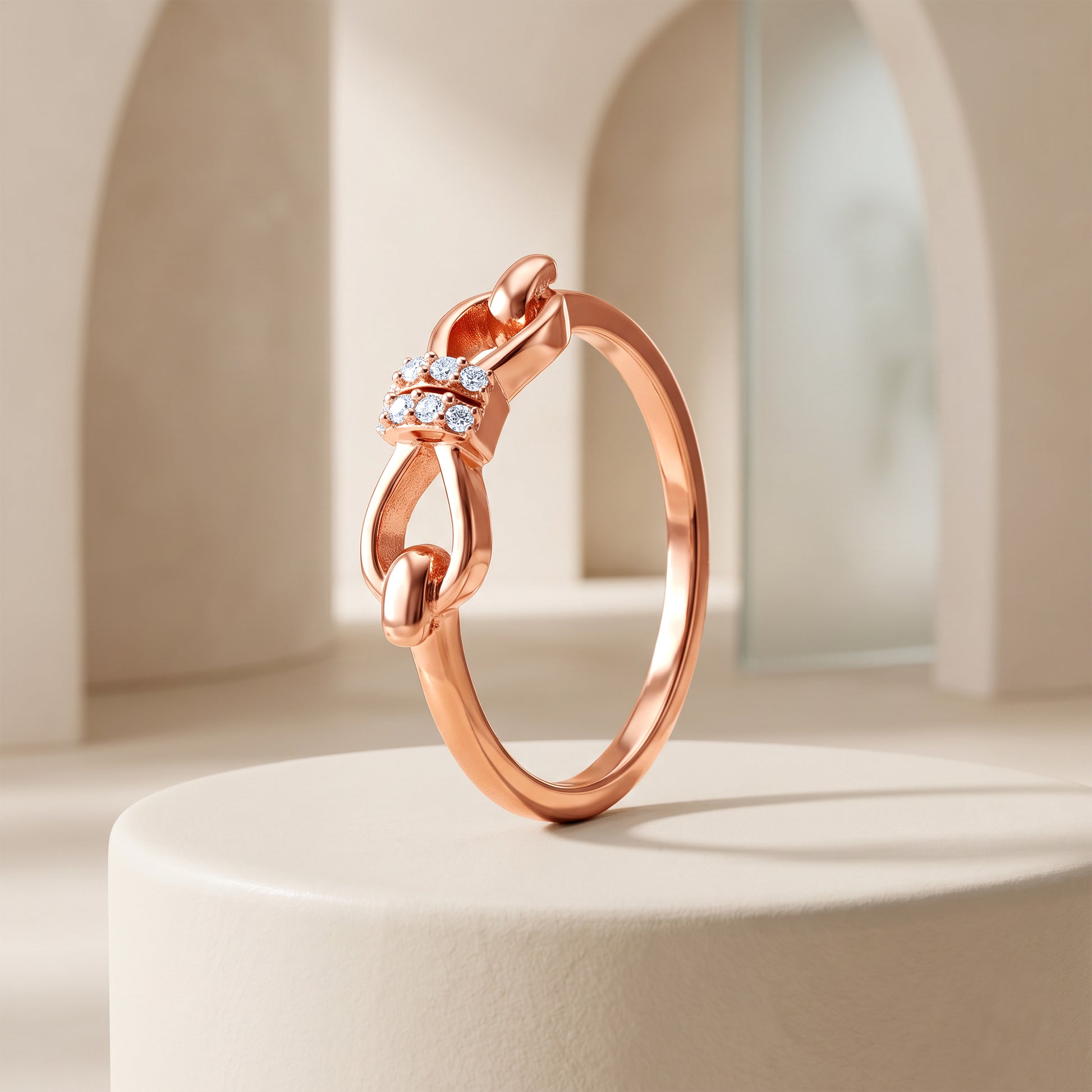 Rose Gold Dimitra Bow Ring (Size 12)