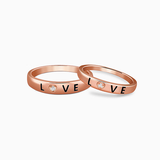 Rose Gold Love Letter Couple Rings