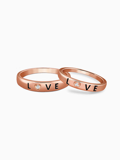 Rose Gold Love Letter Couple Rings