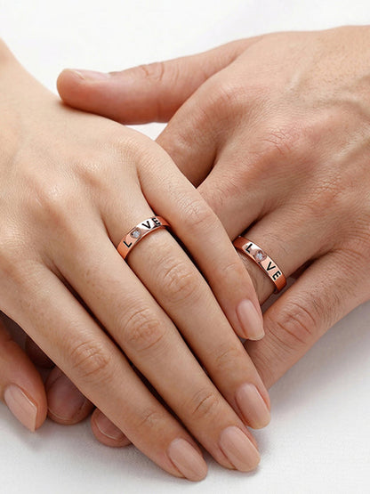 Rose Gold Love Letter Couple Rings