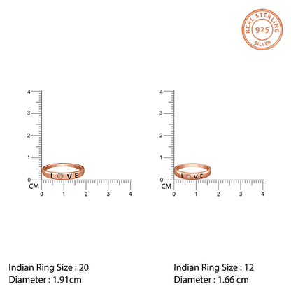 Rose Gold Love Letter Couple Rings