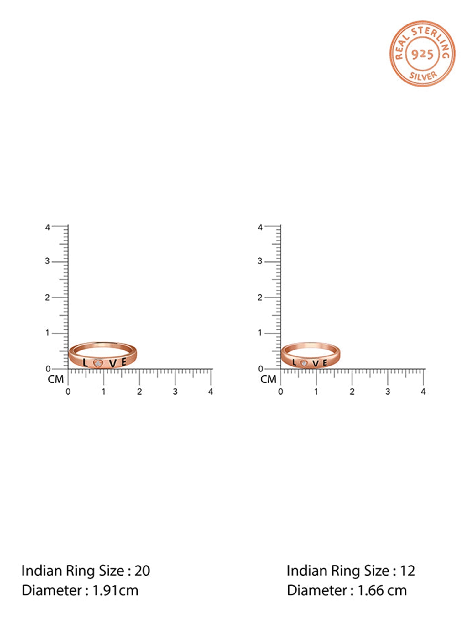 Rose Gold Love Letter Couple Rings