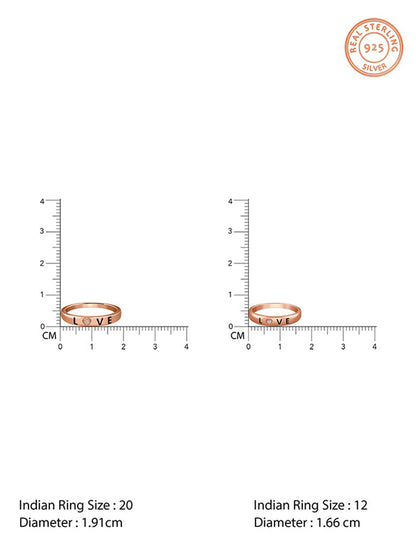 Rose Gold Love Letter Couple Rings