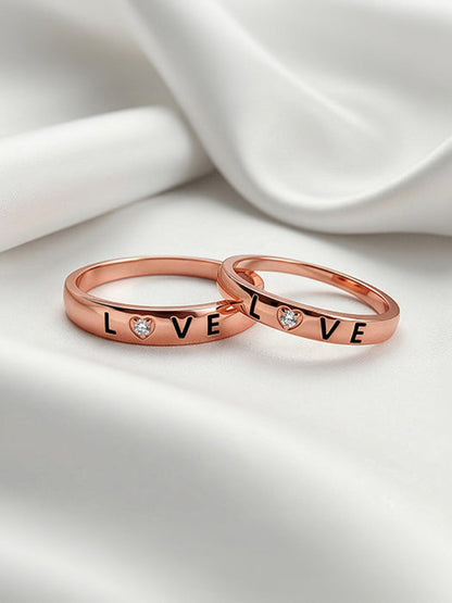 Rose Gold Love Letter Couple Rings