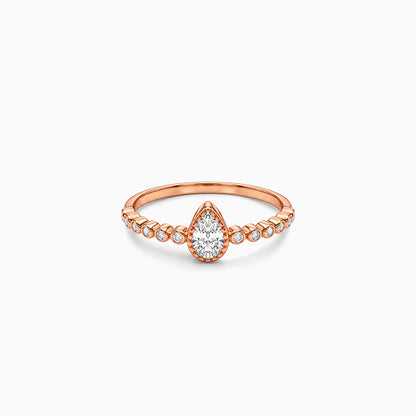Rose Gold Bubbles Pear Ring (Size 12)