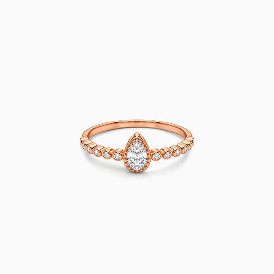 Rose Gold Bubbles Pear Ring (Size 12)