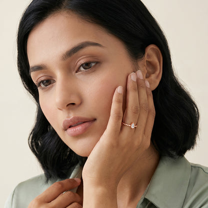 Rose Gold Bubbles Pear Ring (Size 12)