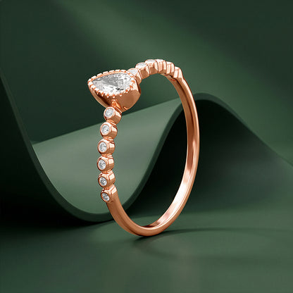 Rose Gold Bubbles Pear Ring (Size 12)