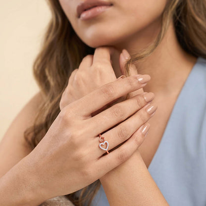 Rose Gold Double Heart Ring (Size 12)