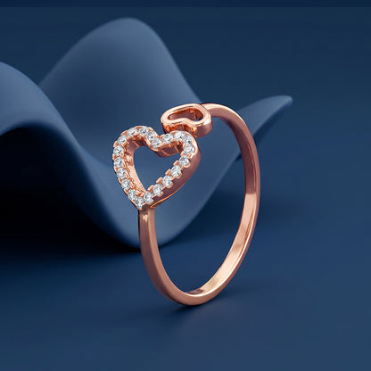 Rose Gold Double Heart Ring (Size 12)