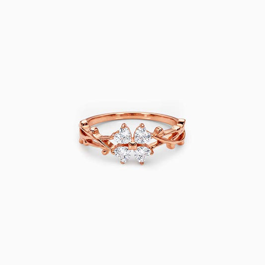 Rose Gold Heart Branch Ring (Size 12)