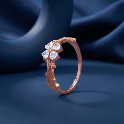 Rose Gold Heart Branch Ring (Size 12)