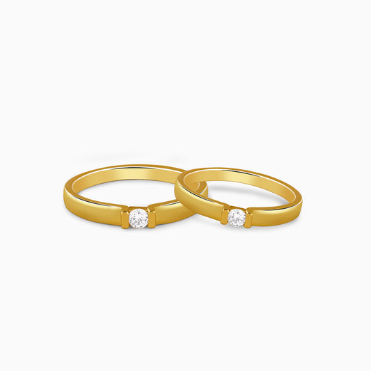 Golden Zircon Channel-Set Couple Rings