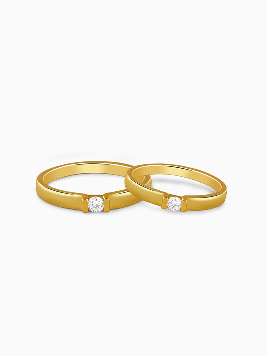 Golden Zircon Channel-Set Couple Rings
