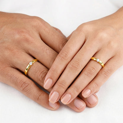 Golden Zircon Channel-Set Couple Rings
