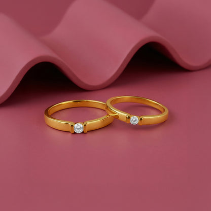 Golden Zircon Channel-Set Couple Rings
