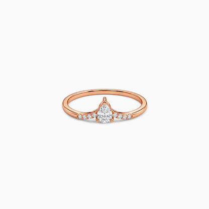Rose Gold Teardrop Solitaire Ring (Size 12)