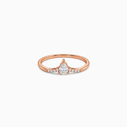 Rose Gold Teardrop Solitaire Ring (Size 12)