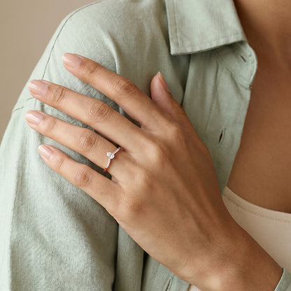 Rose Gold Teardrop Solitaire Ring (Size 12)