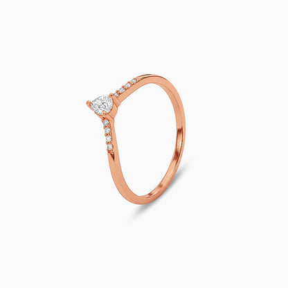 Rose Gold Teardrop Solitaire Ring (Size 12)