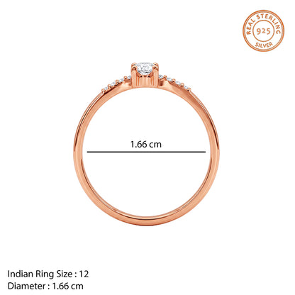 Rose Gold Teardrop Solitaire Ring (Size 12)
