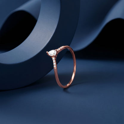 Rose Gold Teardrop Solitaire Ring (Size 12)