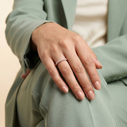Rose Gold Sunset Spark Ring (Size 12)
