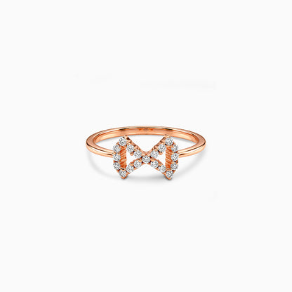 Rose Gold Crystal Bow Ring (Size 12)