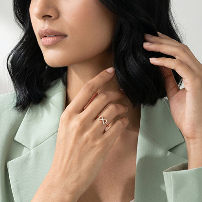 Rose Gold Crystal Bow Ring (Size 12)