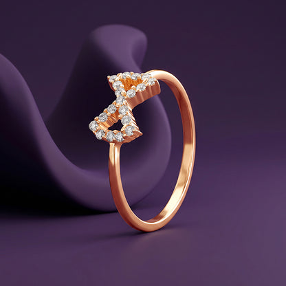 Rose Gold Crystal Bow Ring (Size 12)