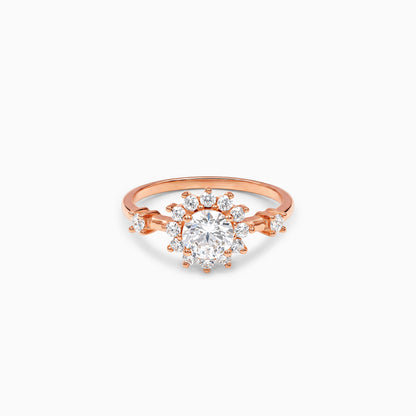 Rose Gold Blossom Halo Ring (Size 12)